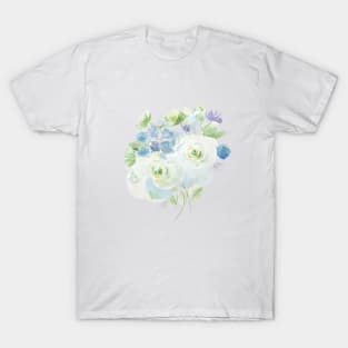 abstract green and blue flowers arrangement T-Shirt